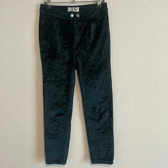 Free People Sweet Jane Velvet Jeans Green Womens Skinny Size 25 - Picture 3 of 9